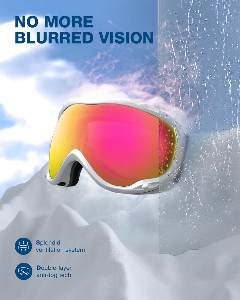 ZIONOR Lagopus Ski Snowboard Goggles UV Protection Anti fog Snow Goggles for Men Women Adult Youth - Image 5